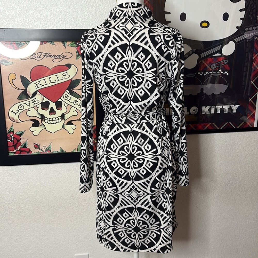 INC International Concepts White Black Collared Detail Button Up Dress Office - Picture 3 of 7